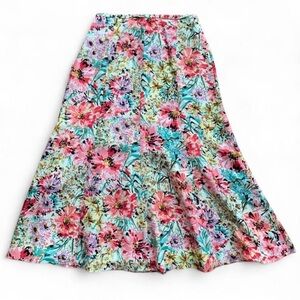 Talbots Silk Pastel Floral A-Line Skirt